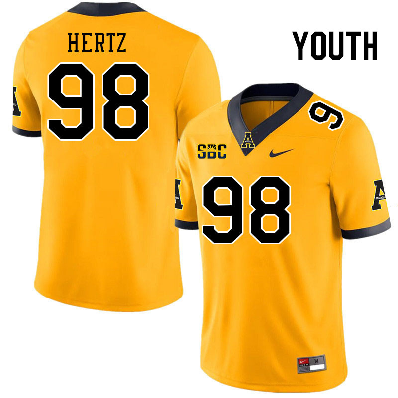 Youth #98 Jason Hertz Appalachian State Mountaineers College Football Jerseys Stitched Sale-Gold - Click Image to Close